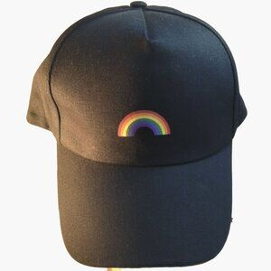 Black Rainbow Embroidered Baseball Cap Adjustable Strap Gay Pride LGBTQ
